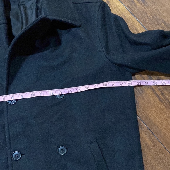 Vintage 70s Black Heavy Wool Pea Coat - Picture 4 of 10